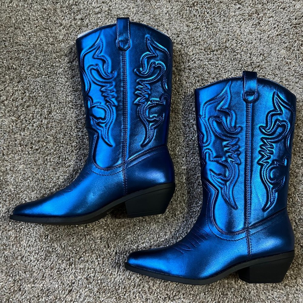 Metallic Blue Cowboy Boots